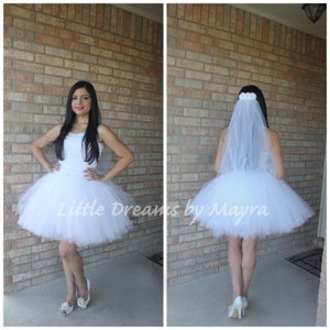 Bride bachelorette tutu skirt and veil, bridal tutu set, fun bachelorette party decorations, Bachelorette party outfit