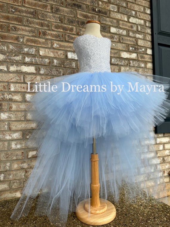 High Low Baby Blue Tutu Dress, Light Blue and Silver Birthday Tutu Dress,  Low High Birthday Party Outfit Size Nb to 14years - Etsy