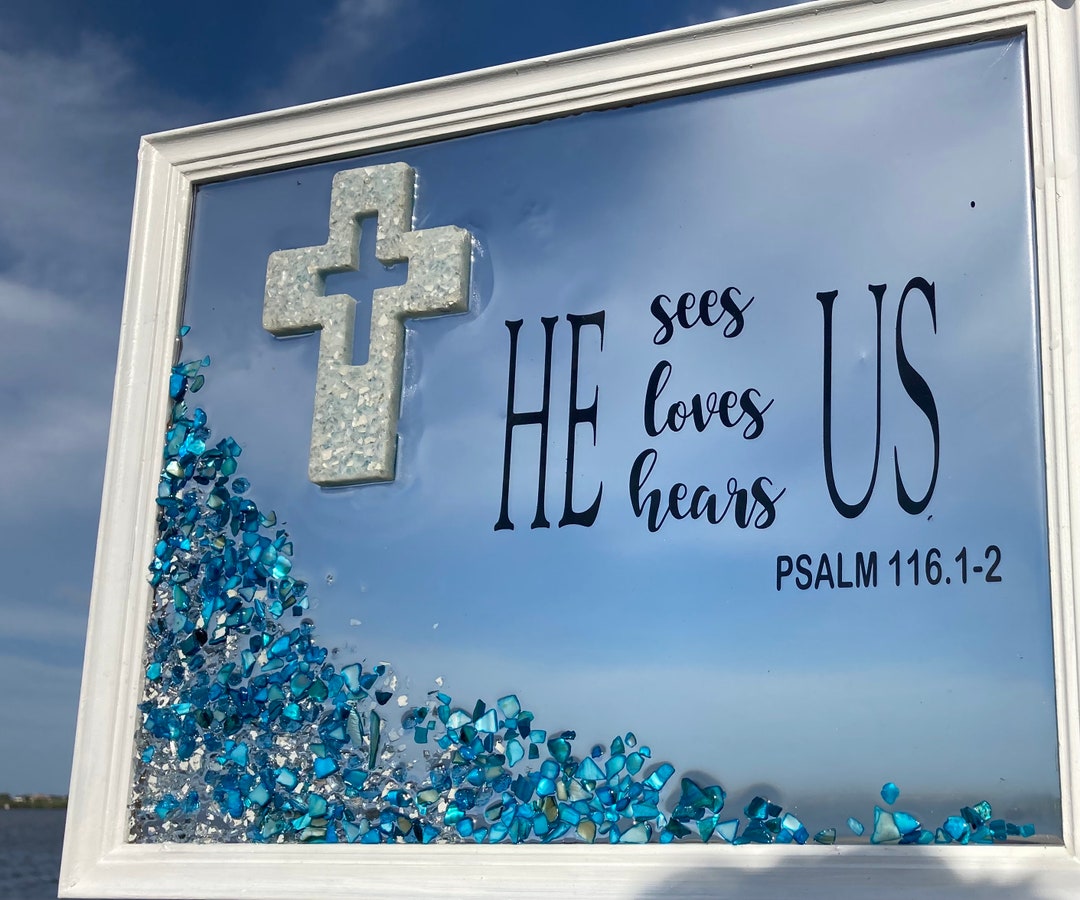 Glass Art, Scripture, Coastal Teal Turquoise Silver - Etsy