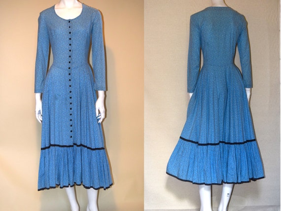 70s Betsey Johnson’s Alley Cat Prairie Dress in Bl