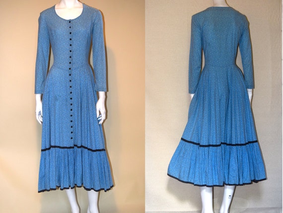 70s Betsey Johnson’s Alley Cat Prairie Dress in B… - image 1