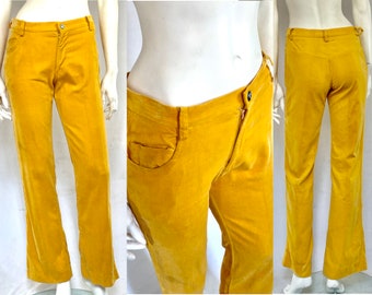60s - Authentic Vintage Velvet Jeans – trendy - tight fit - bell bottoms - quality detailing - and like new!  Kept and cared for many years.