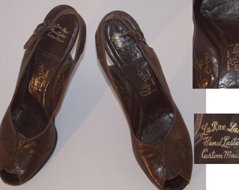 WWII - Era Exotic Skin Slingback Shoes by Palizzio New York, Renowned Manufacturer of the Highest Quality