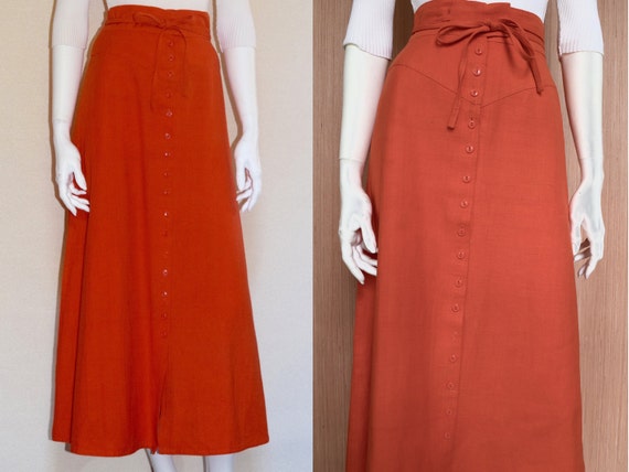 Ronald Kolodzie Maxi-Skirt in Orange Gutsy Cotton for Concept VII 70s Award Winning Designer