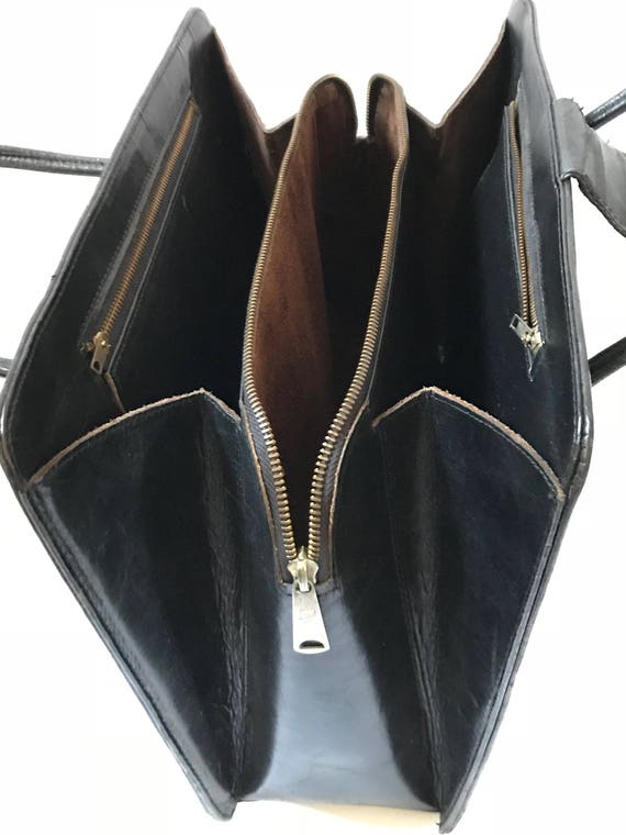 Large Black Handbag with dramatic allover tooled … - image 4