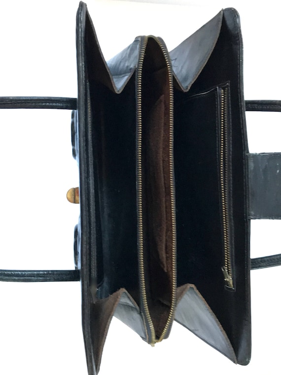 Large Black Handbag with dramatic allover tooled … - image 8