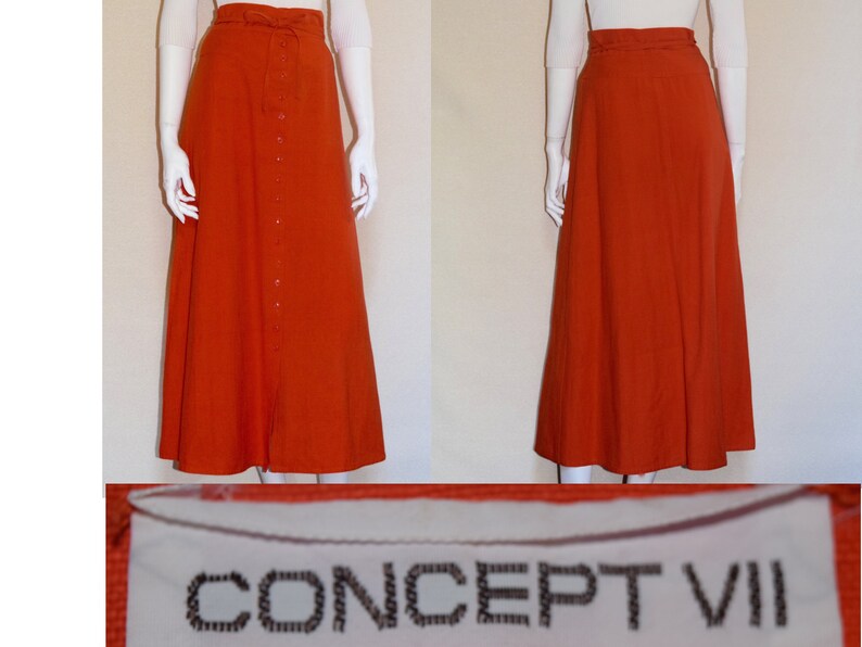 Ronald Kolodzie Maxi-Skirt in Orange Gutsy Cotton for Concept VII 70s Award Winning Designer