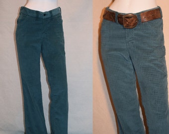 60s Collectible Jeans by Homemade Brand in Waffle Design Cut Corduroy