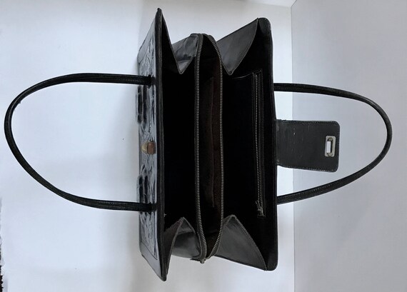 Large Black Handbag with dramatic allover tooled … - image 3