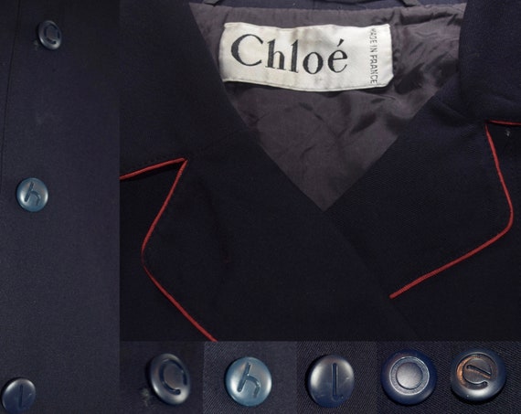 Chloe Navy Wool Suit with designer touch of Red S… - image 3