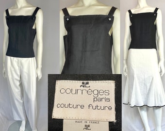 Courrèges 70s Vintage Linen Top – Highly Collectible - World Famous Futuristic Designer Shaped Style with Unique, Inventive Details