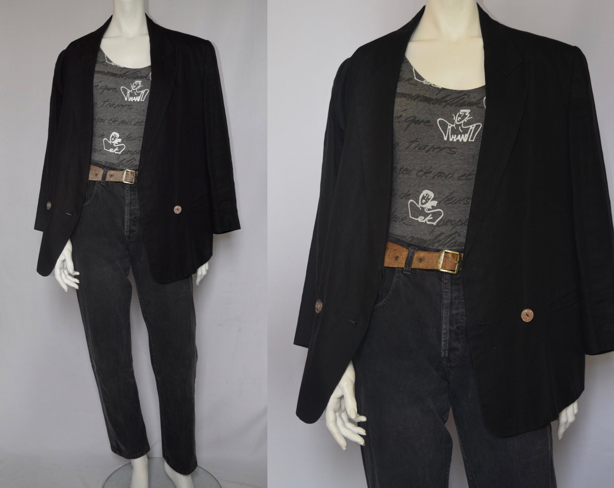 Perry Ellis Portfolio Linen Double Breasted Blazer usalo como Vintage Classic de los 70 o haz equipo con Jeans y Faldas para su look holuch Etsy Mexico
