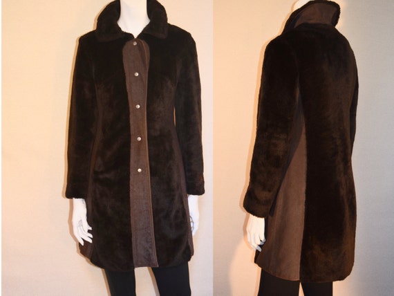 70s Daniel Hechter Faux Fur and Faux Leather Coat… - image 1