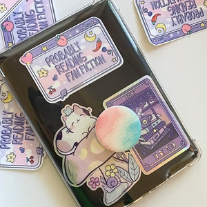 Probably Reading Fan Fiction Vinyl Sticker: Kindle Fandom Decor image 2