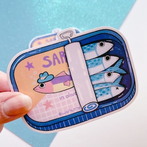 Sardine Tin Vinyl Sticker, Cute Sardines Sticker, Vinyl Sardine fish sticker