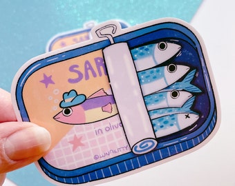 Cute Sardine Tin Vinyl Sticker, Original Design