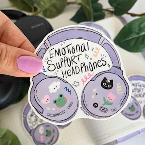 Emotional Support Headphones Vinyl Sticker