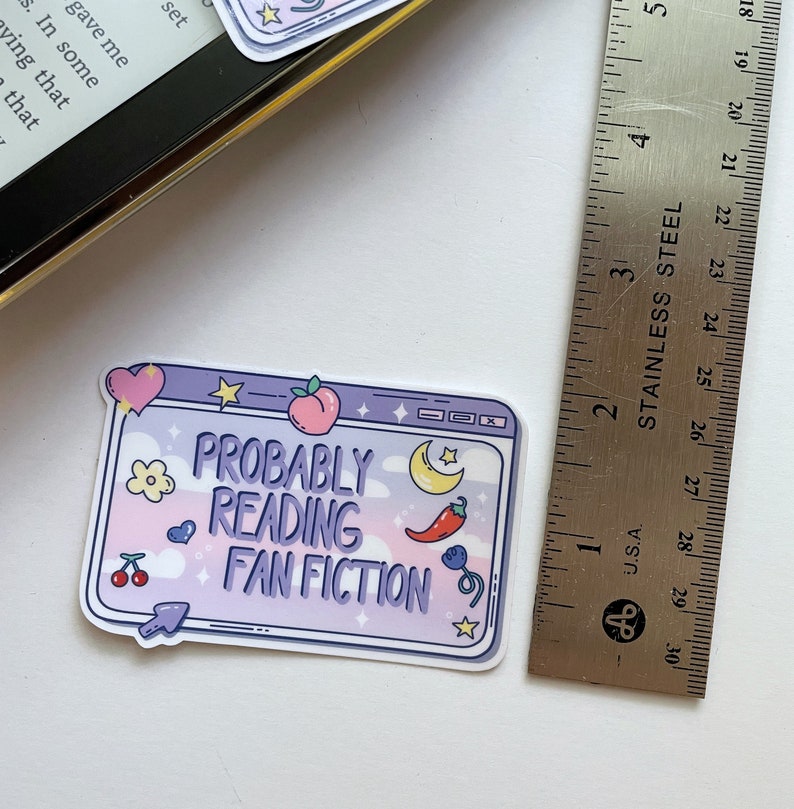 Probably Reading Fan Fiction Vinyl Sticker: Kindle Fandom Decor image 3