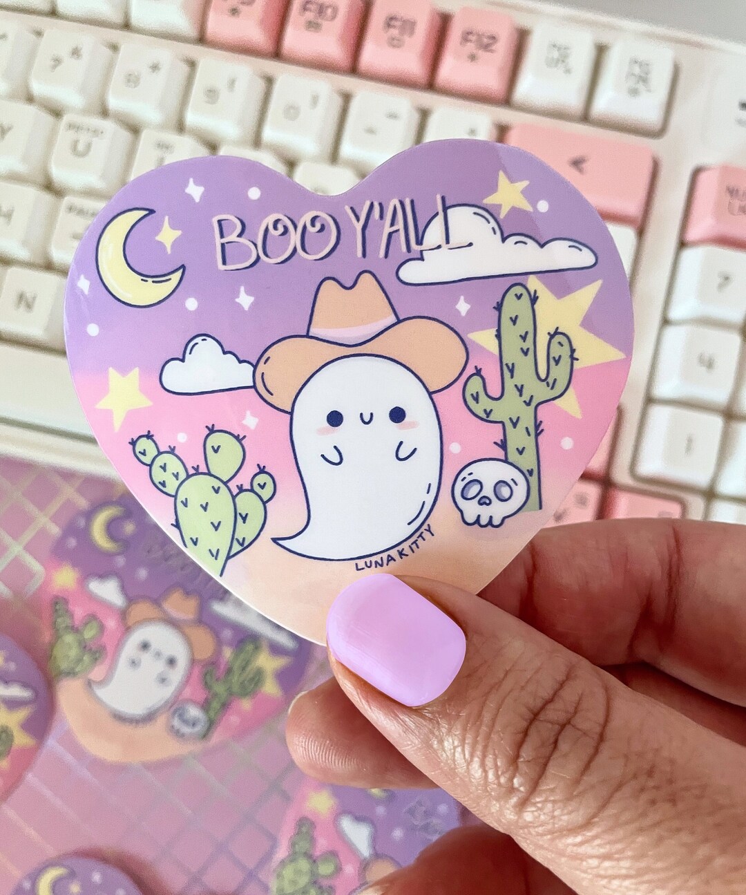 Boo Y'all Cowboy Ghost Sticker: Kawaii Waterproof Vinyl Decal - Etsy