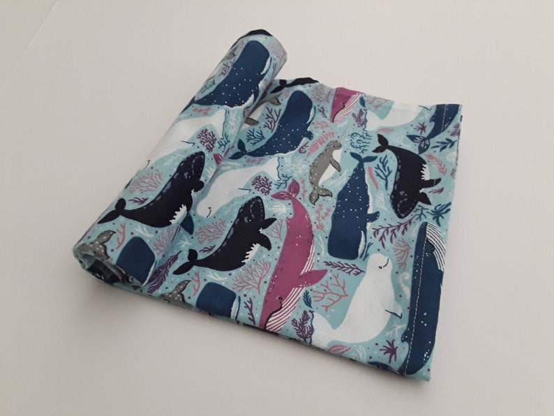Whale Baby Blanket Swaddling Blanket, Flannel Receiving Baby Blanket READY TO SHIP,Crib Blanket