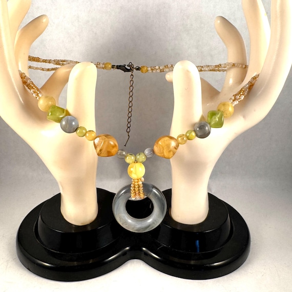 Multi Gemstone Agate Boho Beaded Adjustable Neckl… - image 9