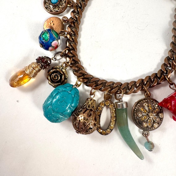 Large Heavy Link Chain Multi Gemstone Chunky Char… - image 4