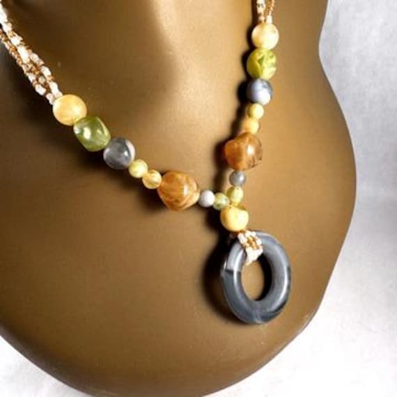 Multi Gemstone Agate Boho Beaded Adjustable Neckl… - image 10