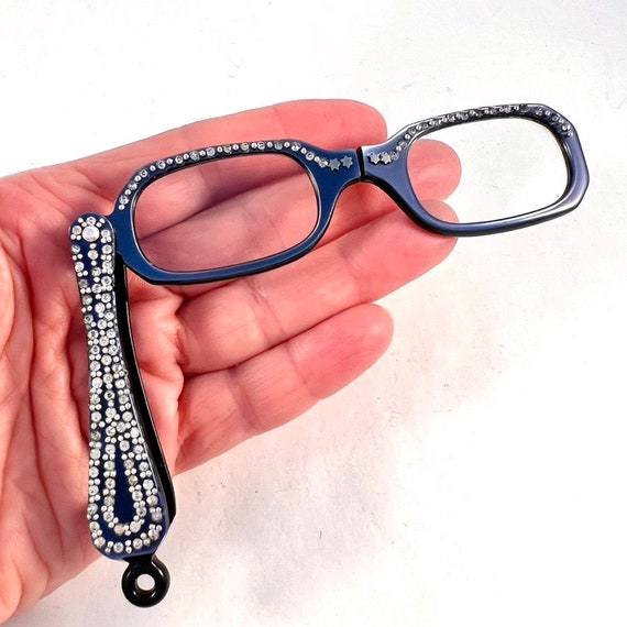 Rhinestone Folding Reader Glasses, Vintage Blue L… - image 9