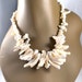 Mother of Pearl Shell Necklace, Cream White Opalescent Chunky Statement ...