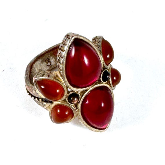 Multi Stone Red Ethnic Style Statement Ring with … - image 5