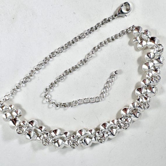 Crystal Rhinestone Silver Cluster Adjustable Link… - image 12