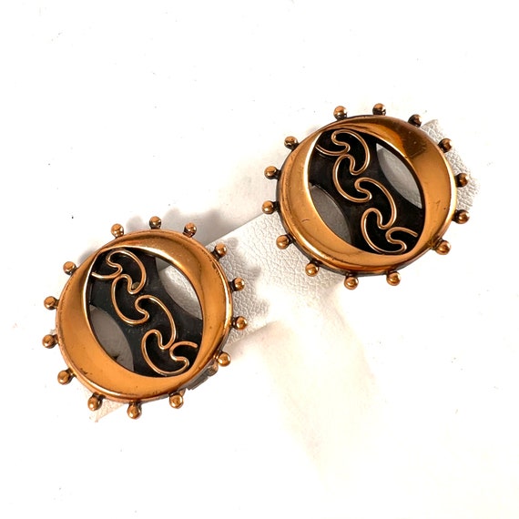 Mid Century Signed Copper Earrings, Vintage Abstr… - image 4