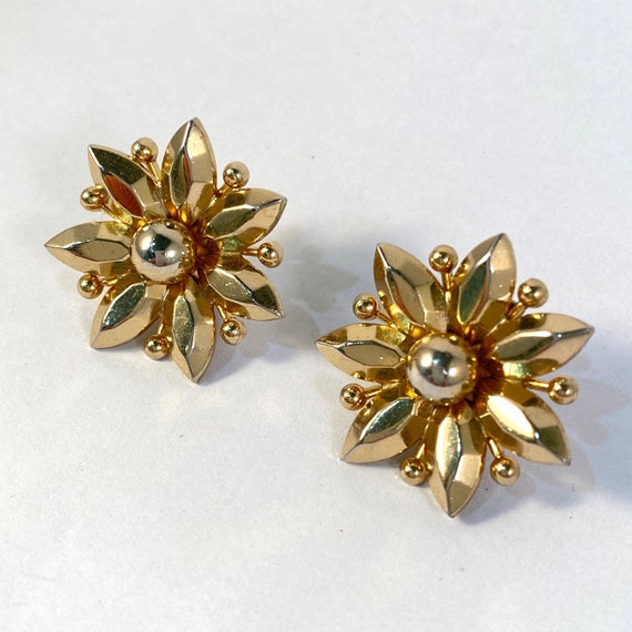 Coro Floral Earrings, Large Vintage Signed Star F… - image 4