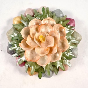 Large Multi Shell Handmade Vintage Floral Flower Brooch
