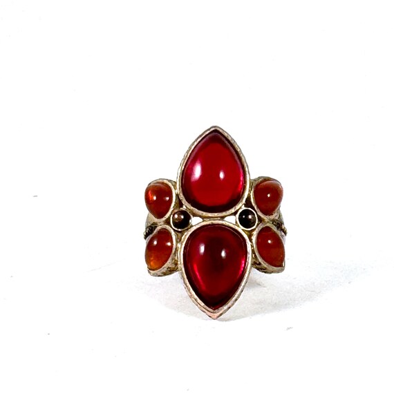Multi Stone Red Ethnic Style Statement Ring with … - image 3