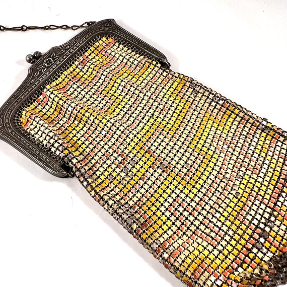 Art Deco Mesh Painted Purse, Whiting and Davis 19… - image 6