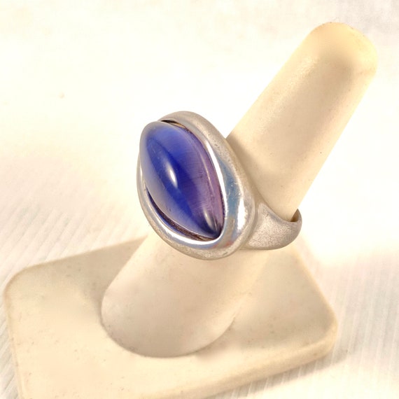 Vintage Statement Ring, 925 Silver and Large Blue… - image 7