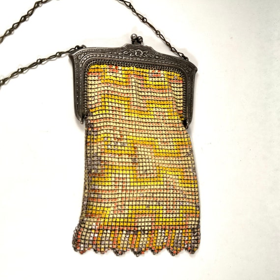 Art Deco Mesh Painted Purse, Whiting and Davis 19… - image 3