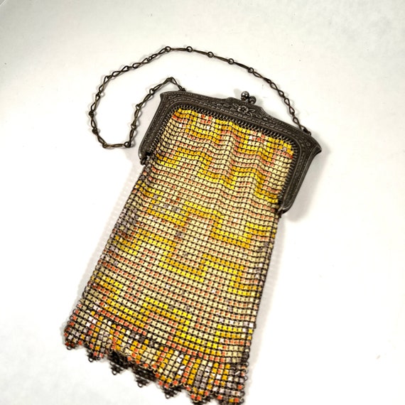 Art Deco Mesh Painted Purse, Whiting and Davis 19… - image 2