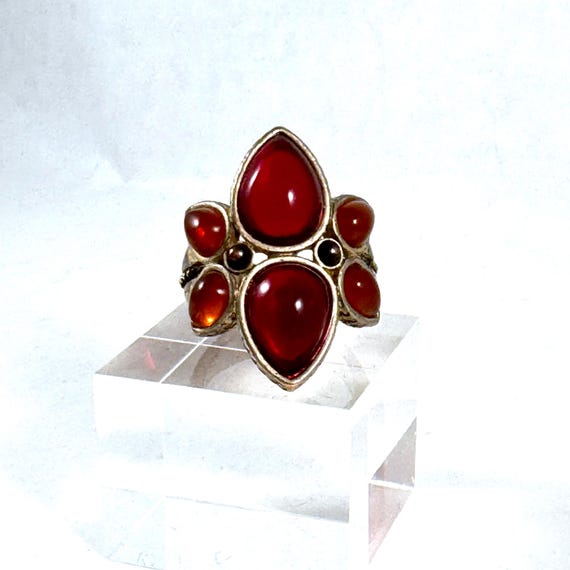 Multi Stone Red Ethnic Style Statement Ring with … - image 4