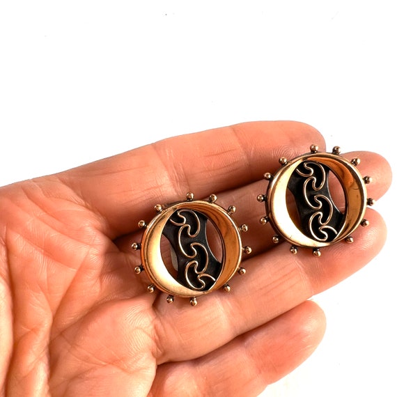 Mid Century Signed Copper Earrings, Vintage Abstr… - image 10