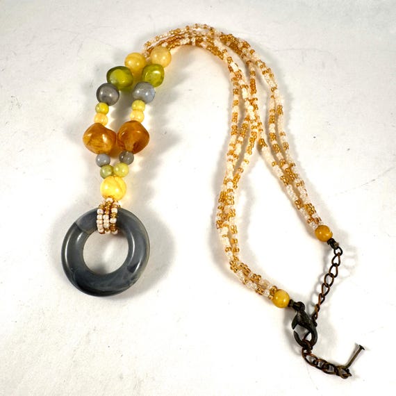 Multi Gemstone Agate Boho Beaded Adjustable Neckl… - image 2