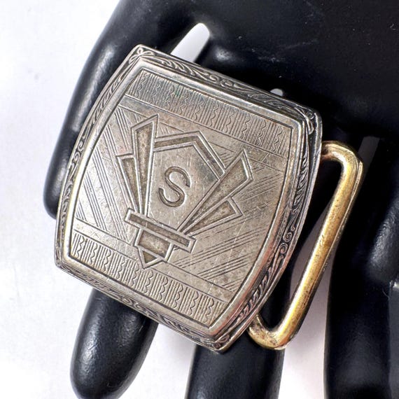 Art Deco Sliver Plate Monogram S Belt Buckle
