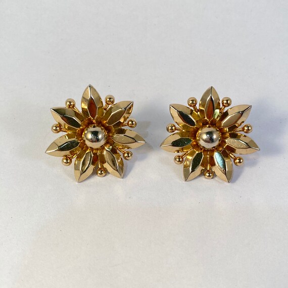Coro Floral Earrings, Large Vintage Signed Star F… - image 5