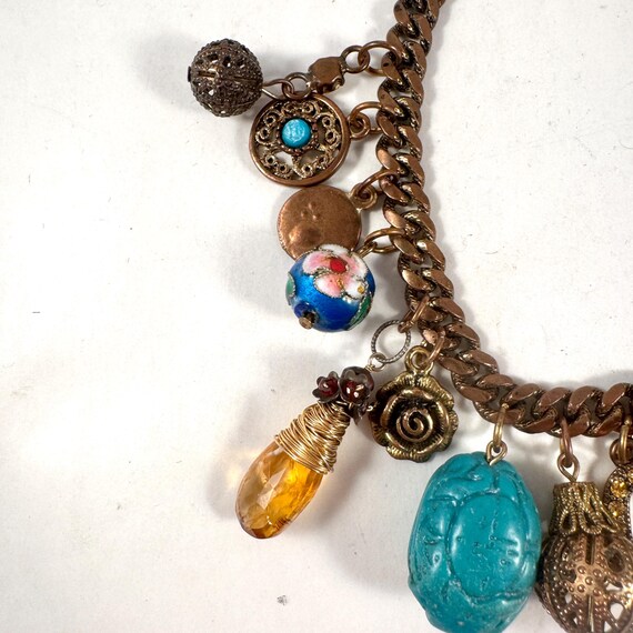 Large Heavy Link Chain Multi Gemstone Chunky Char… - image 9