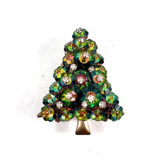 Rivoli Crystal and Rhinestone Christmas Tree Broo… - image 3