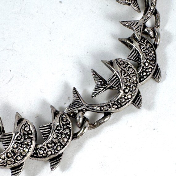 Silver Leaping Dolphins Link Bangle Bracelet - image 2