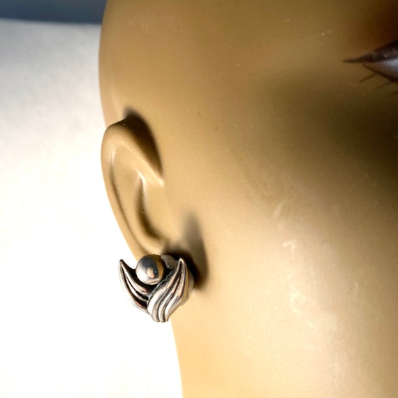 Vintage Sterling Flower Earrings, Sweet Silver  F… - image 7