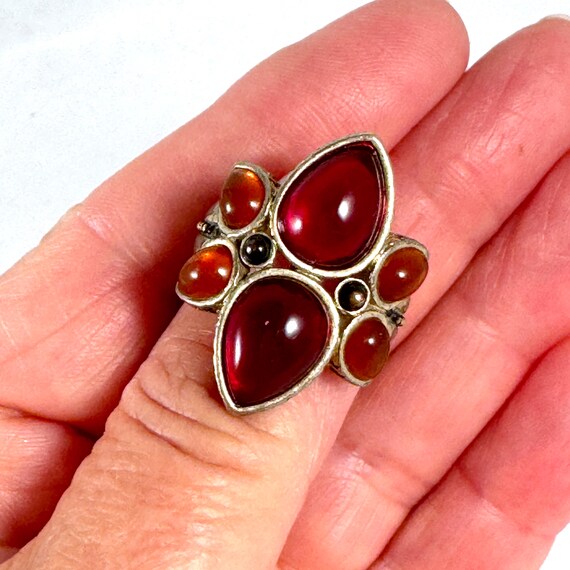 Multi Stone Red Ethnic Style Statement Ring with … - image 9