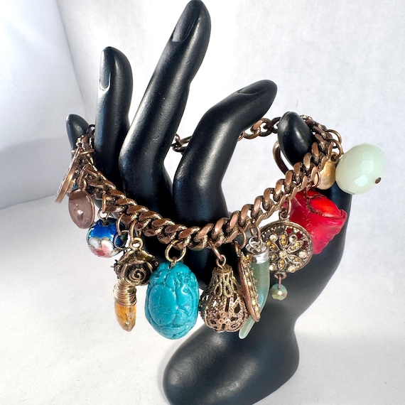 Large Heavy Link Chain Multi Gemstone Chunky Char… - image 7